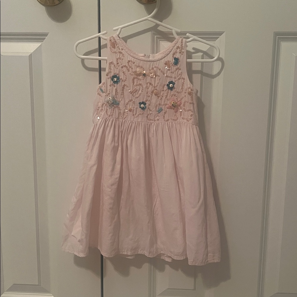 Pink Floral Dress - Embellished with Sequins and Little Stones by Billieblush